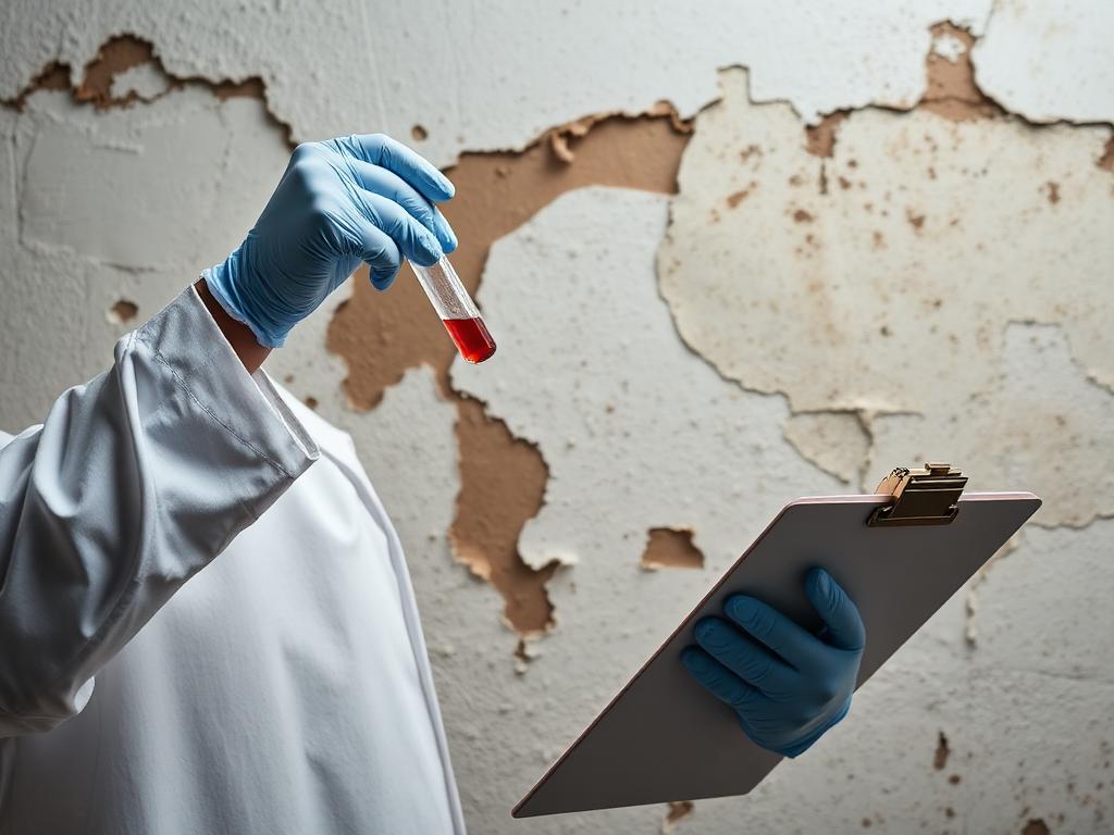Lab technician collecting mold and asbestos samples