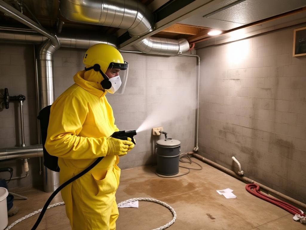 Technician applying EPA-registered antimicrobial sanitizer
